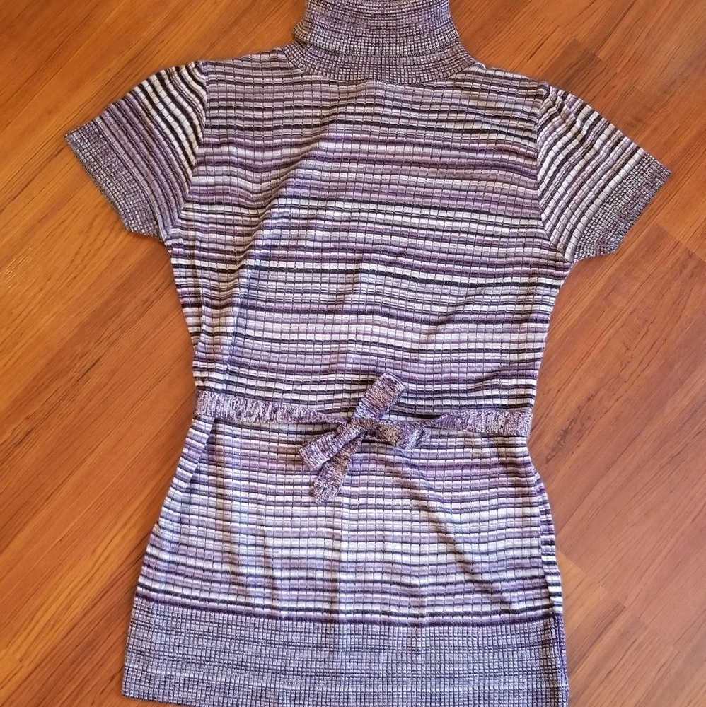 Purple & Gray Shortleeve Sweater with Cute Waistli